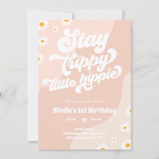 Invitation Super 1er anniversaire Séjour Trippy Petite Hippie (Devant)