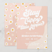 Invitation Super 1er anniversaire Séjour Trippy Petite Hippie (Devant / Derrière)
