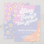 Invitation Super 1er anniversaire Séjour Trippy Petite Hippie (Devant / Derrière)