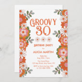 Invitation Super 30 Hippie Classique Flora Leaf Anniversaire (Devant / Derrière)