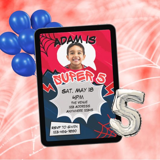 Invitation Super 5 Rouge Noir Web Comic 5e Anniversaire