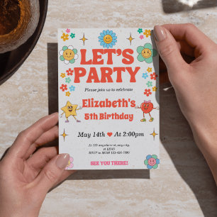 Invitation super 5e anniversaire - Beige, Rouge, R