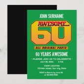 Invitation Super 60e fête d'anniversaire Toutes les pièces or (Devant / Derrière)