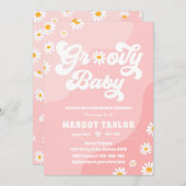 Invitation Super Baby Daisy Boho Hippy Vibes Baby shower (Devant / Derrière)