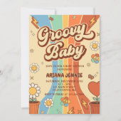 Invitation Super Baby Retro Rainbow Baby shower Party (Devant)