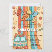 Invitation Super Baby Retro Rainbow Baby shower Party (Devant)