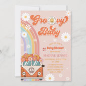 Invitation Super Baby Retro Rainbow Baby shower Party (Devant)