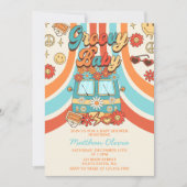 Invitation Super Baby Retro Rainbow Baby shower Party (Devant)