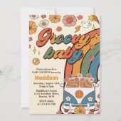 Invitation Super Baby Retro Rainbow Baby shower Party (Devant)