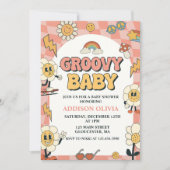 Invitation Super Baby Retro Van Pink Baby shower Party (Devant)
