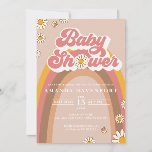 Invitation super Baby shower fille (Devant)