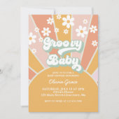 Invitation Super bébé Retro Sunshine Daisy Baby shower (Devant)