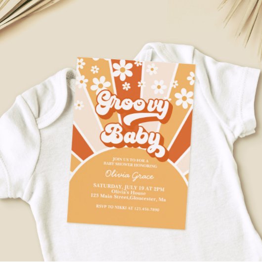 Invitation Super bébé Rétro Sunshine Daisy Baby shower Invit