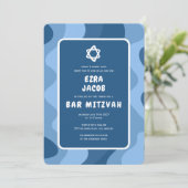 Invitation Super Blue Waves Star de David Custom Bar Mitzvah (Debout devant)