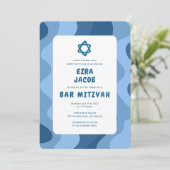 Invitation Super Blue Waves Star de David Custom Bar Mitzvah (Debout devant)