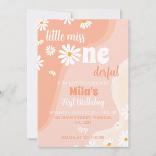 Invitation super Boho Daisy 1er anniversaire (Devant)