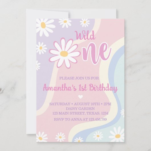 Invitation super Boho Daisy 1er anniversaire (Devant)