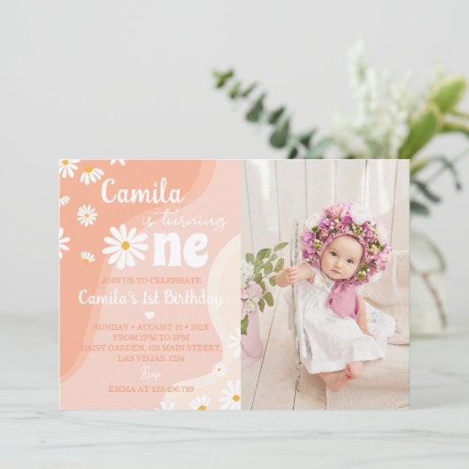 Invitation super Boho Daisy 1er anniversaire (Debout devant)