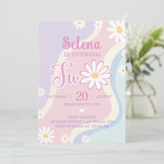 Invitation super Boho Daisy 2e anniversaire (Debout devant)