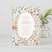 Invitation Super Boho Orange Fleur sauvage Whimsy Fête des ma (Debout devant)