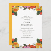 Invitation Super Boho Retro Flower Frame Graduation Party (Devant / Derrière)