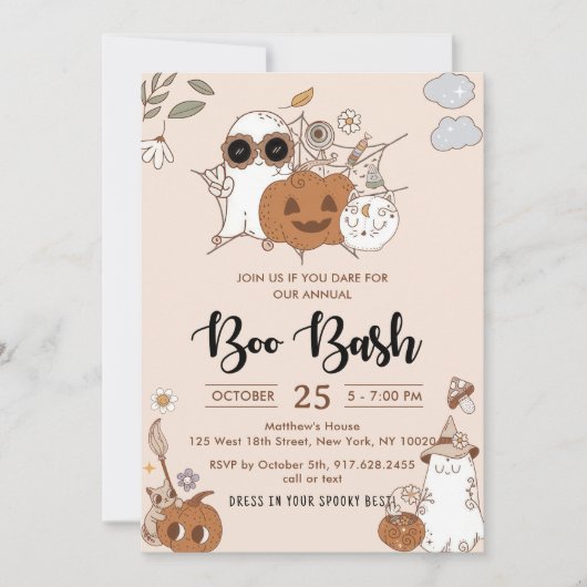 Invitation Super Boo Bash Halloween (Devant)