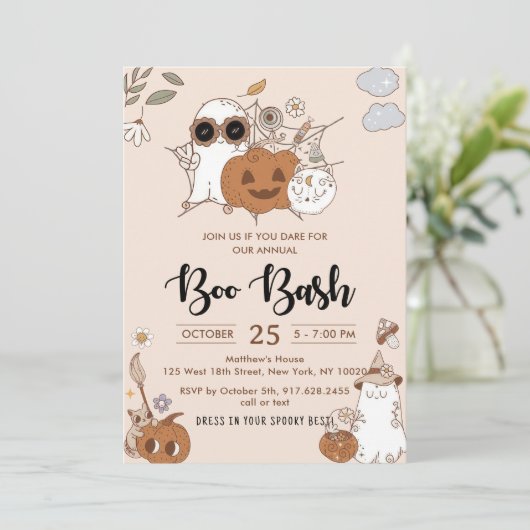 Invitation Super Boo Bash Halloween (Debout devant)