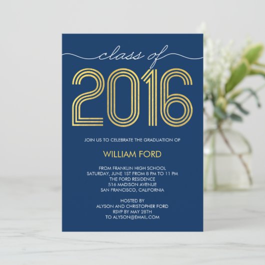 Invitation Super Charme MODIFIABLE COULEUR Graduation Invitat (Debout devant)