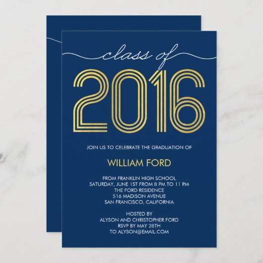 Invitation Super Charme MODIFIABLE COULEUR Graduation Invitat (Devant / Derrière)