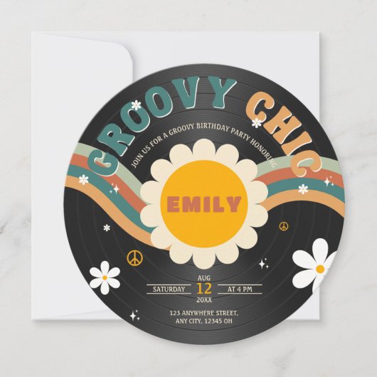 Invitation Super Chic Retro Vinyl Record Anniversaire (Devant)