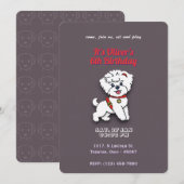 Invitation Super Chien Anniversaire sur couleur chocolat Pers (Devant / Derrière)