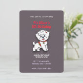 Invitation Super Chien Anniversaire sur couleur chocolat Pers (Debout devant)