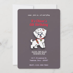 Invitation Super Chien Anniversaire sur couleur chocolat Pers