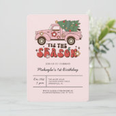 Invitation Super coloré rétro Noël Anniversaire (Debout devant)