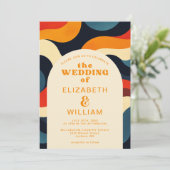 Invitation Super coloré rétro Wavy Boho Mariage (Debout devant)