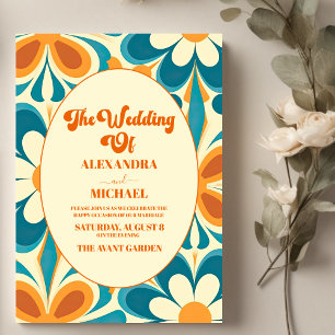 Invitation Super coloré unique Mariage rétro unique