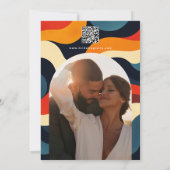 Invitation Super couleur retro photo QR Code Fête des mariées (Dos)