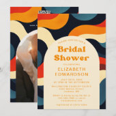 Invitation Super couleur retro photo QR Code Fête des mariées (Devant / Derrière)