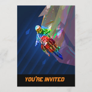 Invitation Super Crayon Coloré Dirt Bike Se Prolongant En Cou