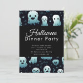 Invitation Super Cute Blue Ghosts Diner d'Halloween (Debout devant)