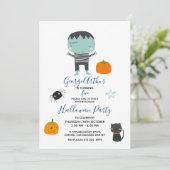 Invitation Super Cute Frankenstein garçon Halloween Anniversa (Debout devant)
