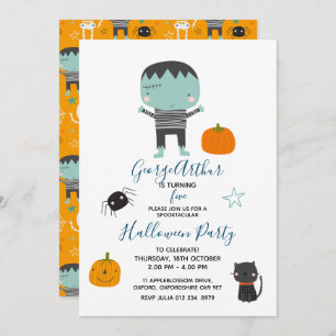 Invitation Super Cute Frankenstein garçon Halloween Anniversa