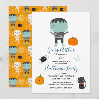 Invitation Super Cute Frankenstein garçon Halloween Anniversa