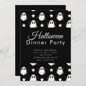 Invitation Super Cute Ghosts & Stars Dîner Halloween (Devant / Derrière)