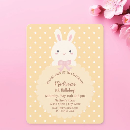 Invitation Super Cute Kawaii Anniversaire de enfant lapin