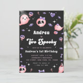 Invitation Super Deux Fille-Fantôme Éffrayante et rose 2e ann (Debout devant)