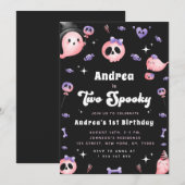 Invitation Super Deux Fille-Fantôme Éffrayante et rose 2e ann (Devant / Derrière)