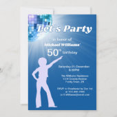 Invitation Super Disco Ball Blue Mans 50e anniversaire (Devant)