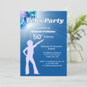 Invitation Super Disco Ball Blue Mans 50e anniversaire (Debout devant)