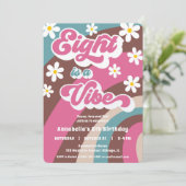 Invitation Super Eight est Vibe rose fille turquoise 8e anniv (Debout devant)